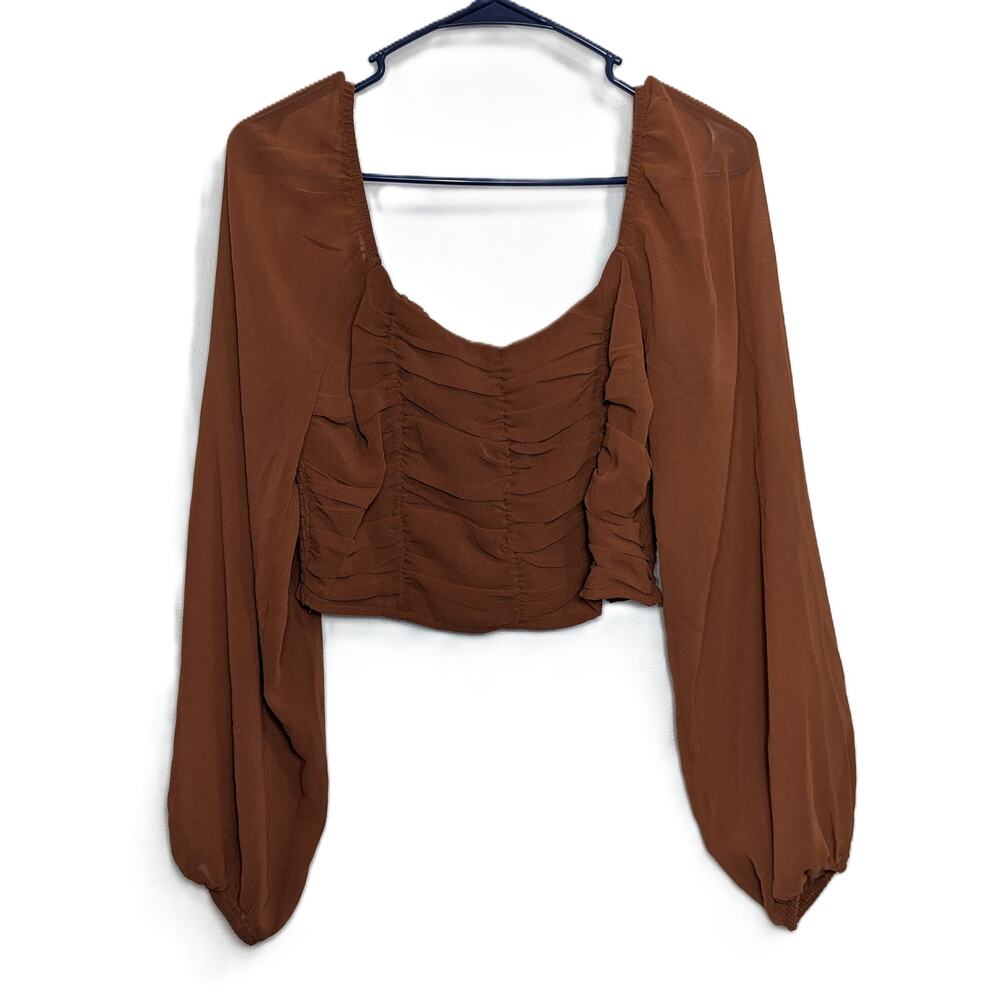 Women's Altar'd State Long Sleeve Crop Top Orange Size M
